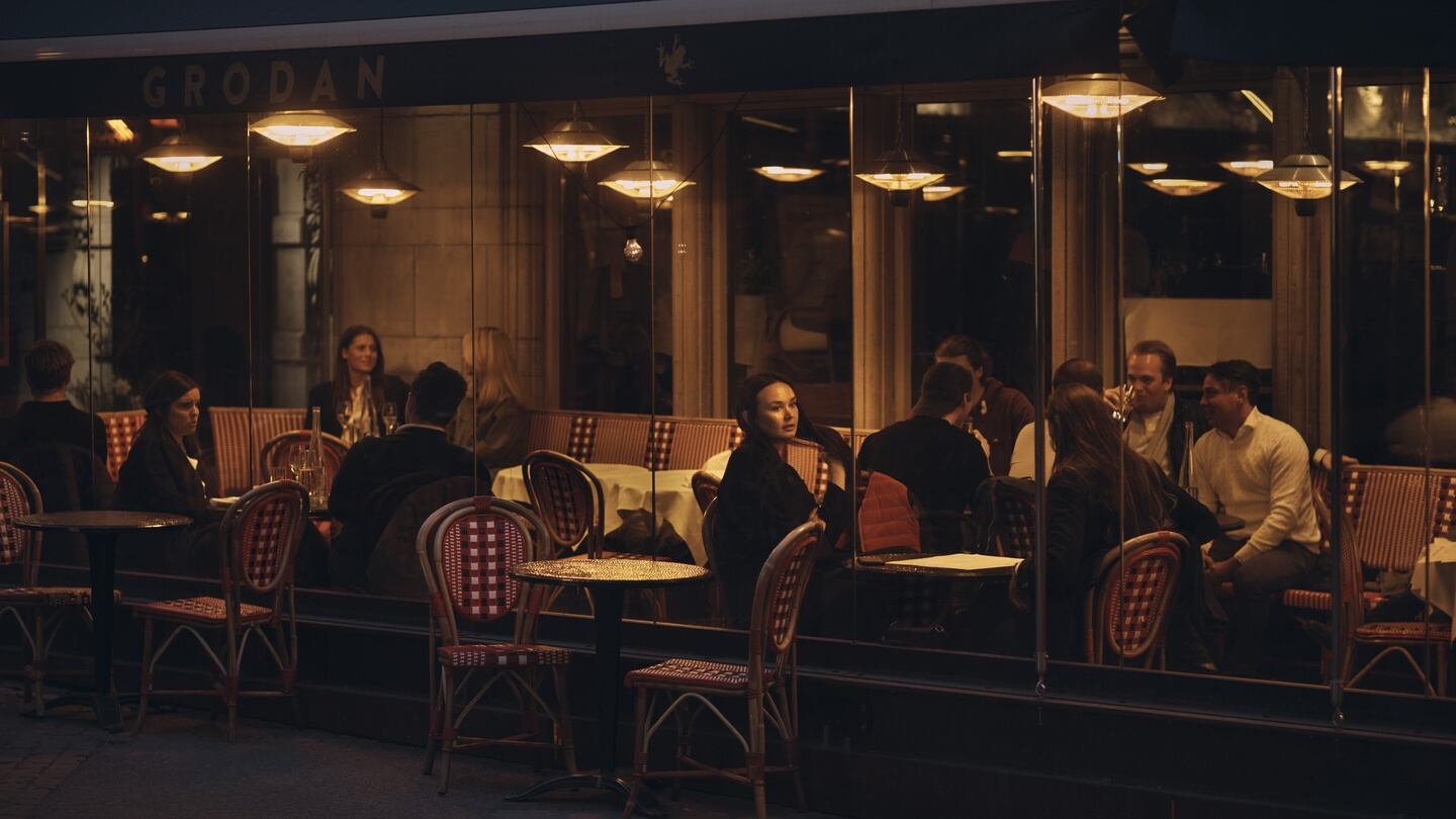 Diners at a cafe on the Stureplan, a public square in Stockholm