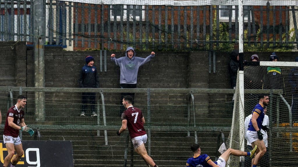 Westmeath’s Sam McCartan celebrates scoring his side’s goal during the Allianz Football League Division  Three game against Wicklow at  TEG Cusack Park in  Mullingar. Photograph: Tom Maher/Inpho