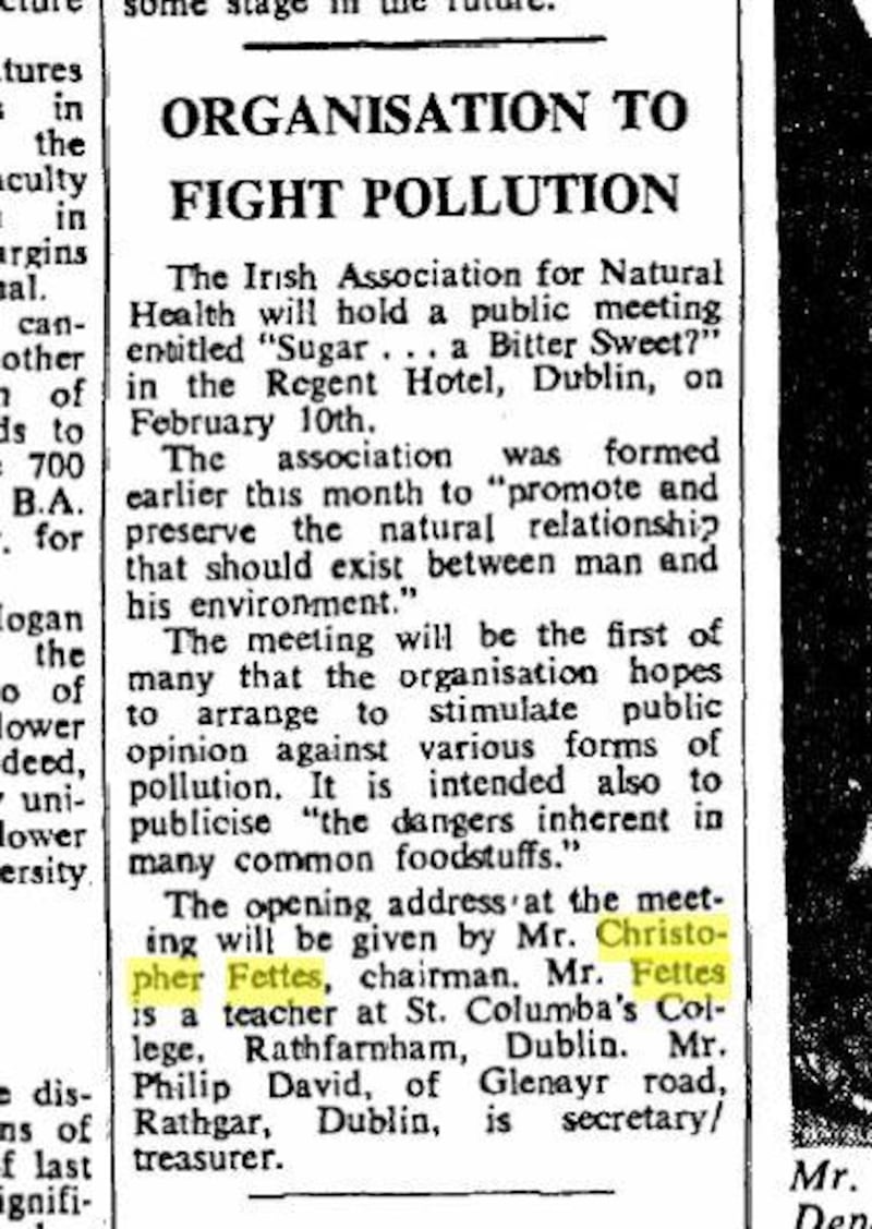 Another letter in 1971 was about the value of organic farming, and how fertilisers were destroying microflora.
