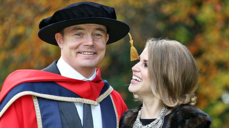 Brian O’Driscoll with his wife, Amy Huberman. Photograph:  Colin Keegan/Collins