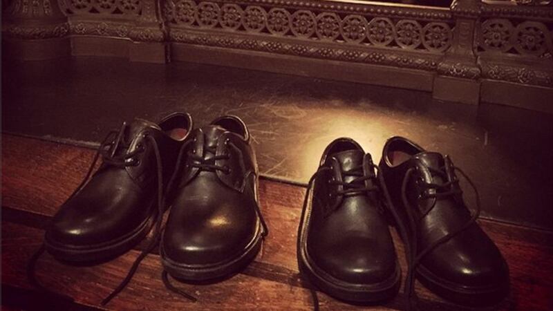 Another instagram post showing the shoes of his ring bearers, their two toddler sons. Photograph: Elton John/Instgram/PA Wire.