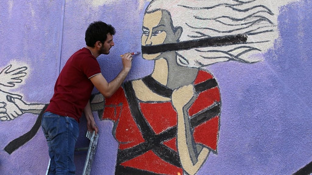 A mural against violence toward women, in Ankara, Turkey. File photograph: Adem Altan/AFP/Getty Images