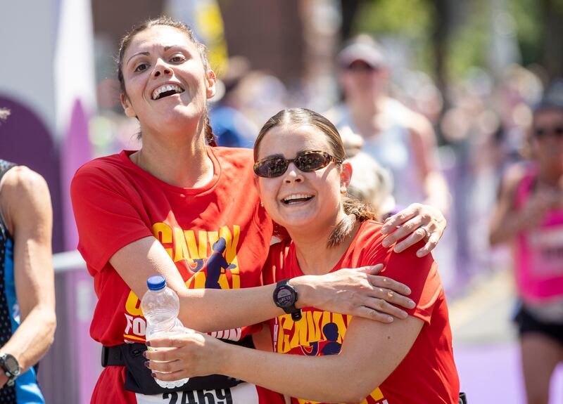 Michelle Burke and Daniele Whelan from Dublin at the finish line. Photographs: Tom Honan/The Irish Times