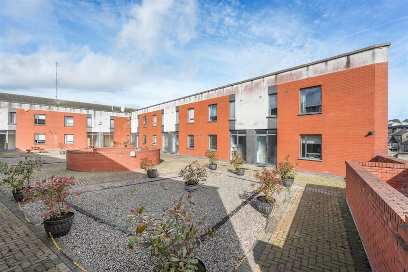 The two-bedroom duplex home is a 15-minute walk from Drogheda train station