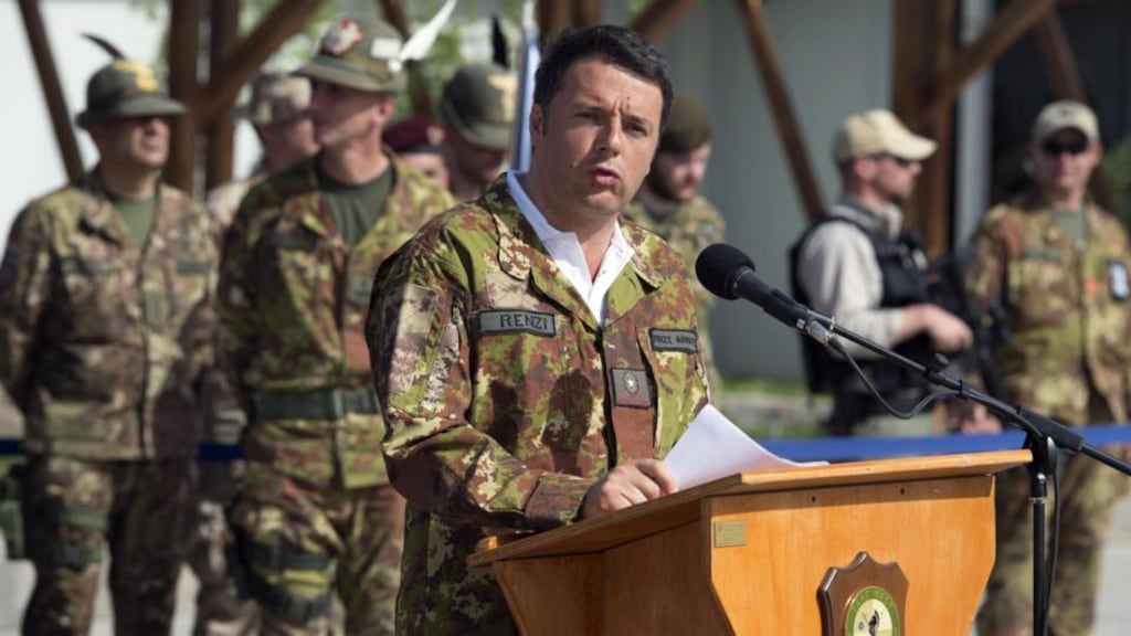 Centre-left candidates backed by Matteo Renzi’s Democratic Party won five out of seven regions that voted on Sunday. Photograph: Tiberio Barchielli/Palazzo Chigi/EPA