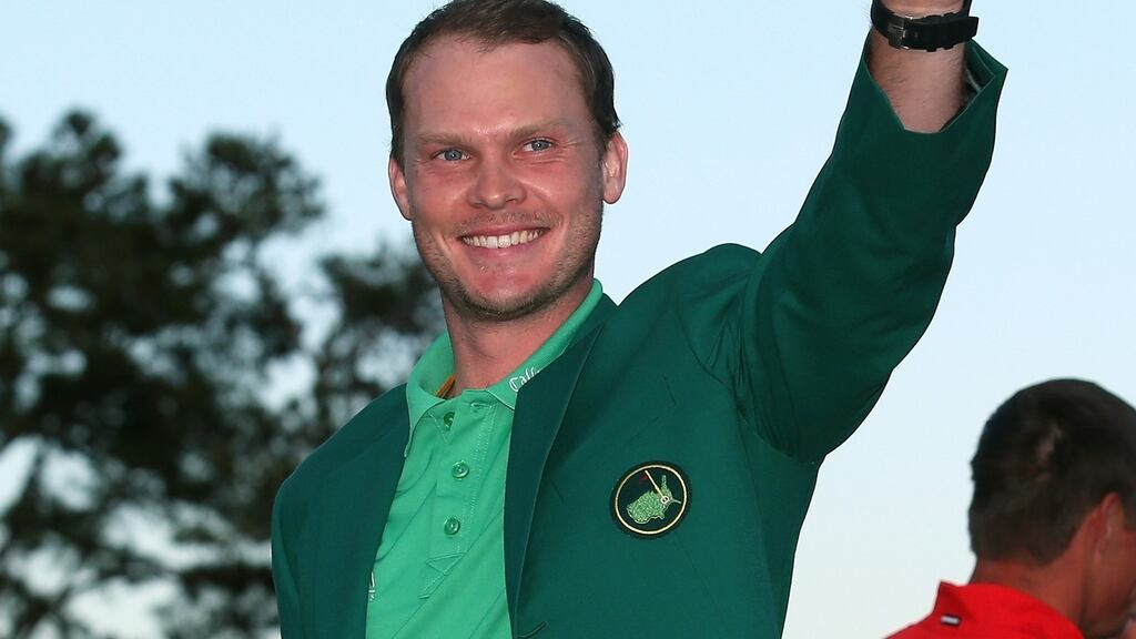 Danny Willett celebrates after winning the 2016 Masters Tournament at Augusta National Golf Club in Augusta, Georgia, on Sunday. Photograph: David Cannon/Getty Images