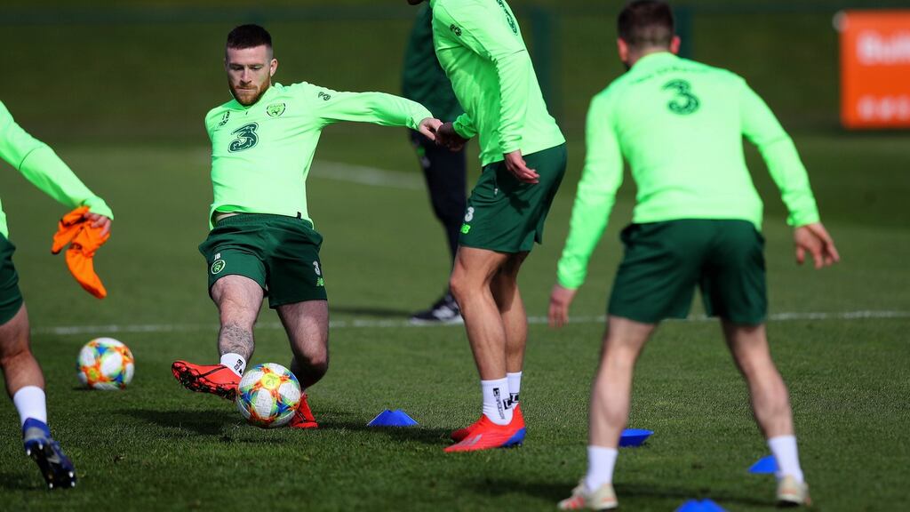 Jack Byrne at Republic of Ireland Squad Training at the FAI National Training Centre in Dublin on Wednesday. Photograph: Ryan Byrne/Inpho