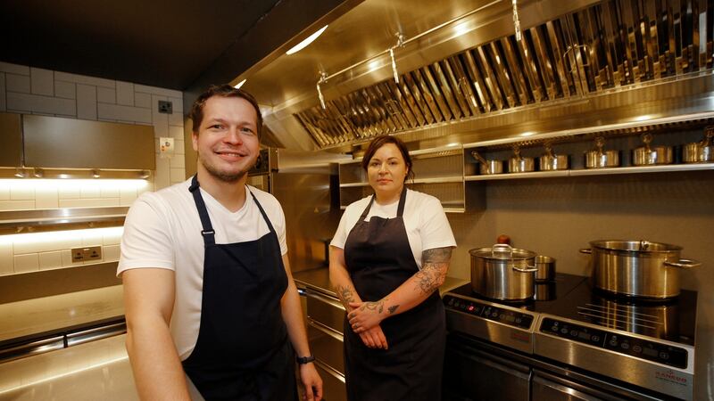 Chefs Jozef Radacovsky and Roisin Gillen preparing for Liath’s first night open on Friday.