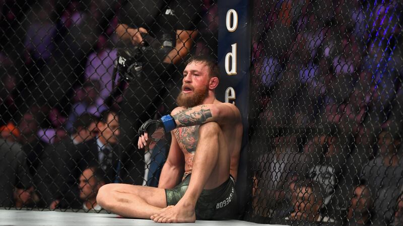 Conor McGregor after his defeat to Khabib. Photograph: Harry How/Getty