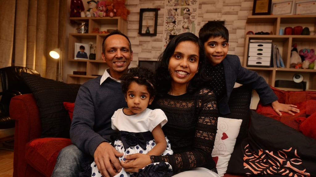 Smitha and her husband, Jijo, son Josh and daughter Tia. Photograph: Alan Betson