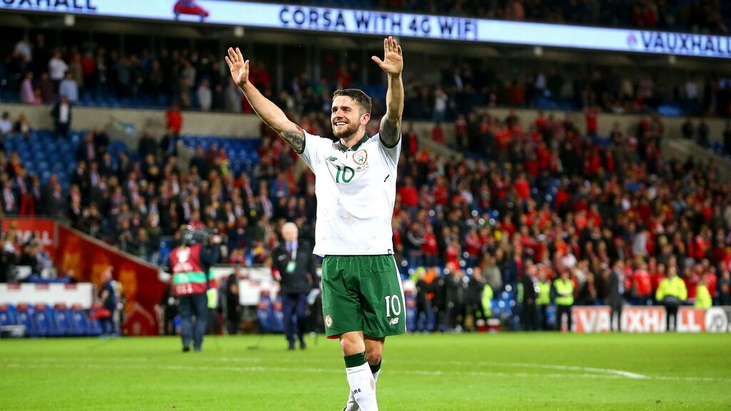 Ireland’s Robbie Brady is free to play in November’s World Cup qualifiers after escaping punishment for an incident involving Wales’ Ashley Williams. Photo: Ryan Byrne/Inpho
