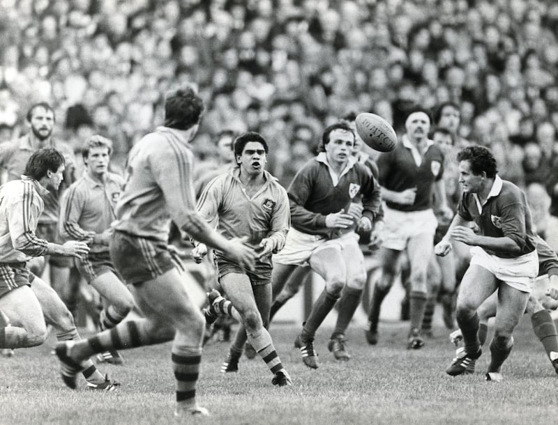 Australia vs Ireland: Mark Ella in the thick of the action in November, 1984. Photograph: Billy Stickland/Inpho