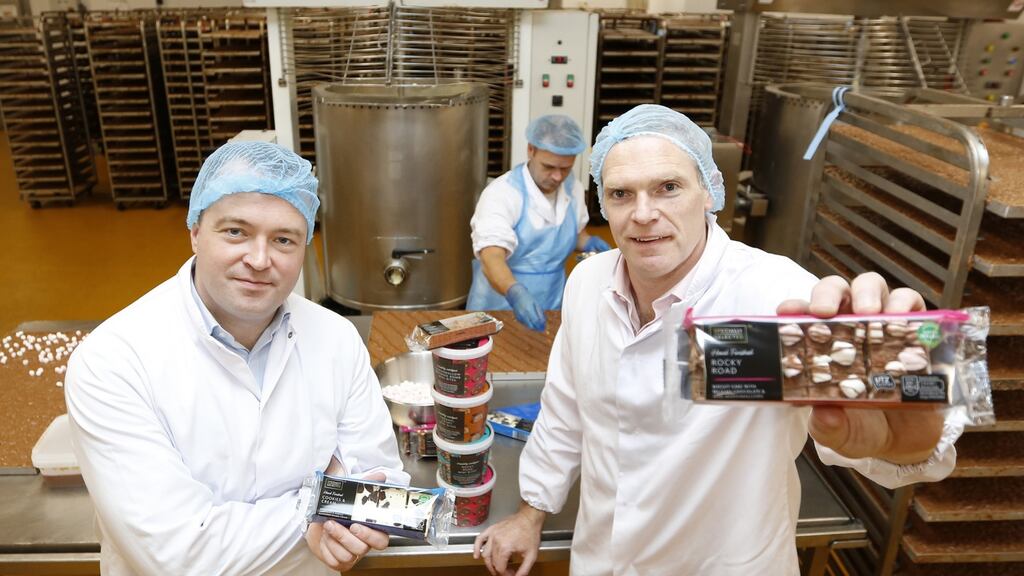 Peter Bough, Aldi Ireland’s buying director (left) and Bernard Broderick, director of Broderick's: the two companies have signed a €6.5 million one-year extension to their bakery goods supply deal.