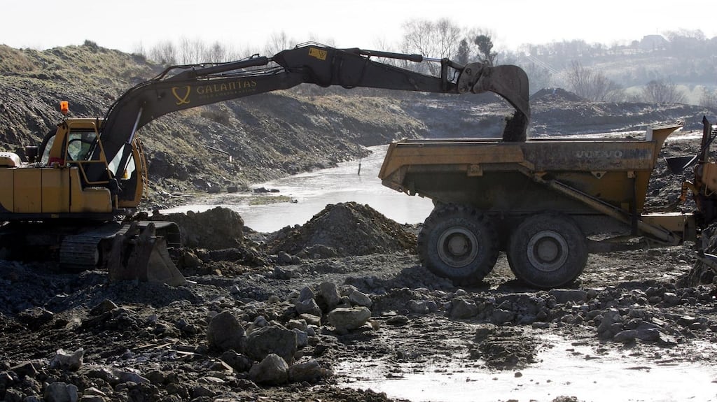 Miners working at the Galantas Gold Corporation’s mine, at Omagh, Co Tyrone. Photograph: Eric Luke