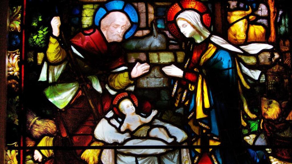 A stained-glass window in the Catholic University Church, St Stephen’s Green, Dublin. Photograph: Bryan O’Brien