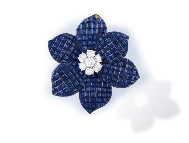 A stand-out result at Adam’s September sale was the €110,000 paid for the rare mystery set sapphire and diamond flower brooch by Van Cleef & Arpels. Despite having a fault, it was purchased after a bidding frenzy by an American collector for over more than double its higher estimate of €50,000.