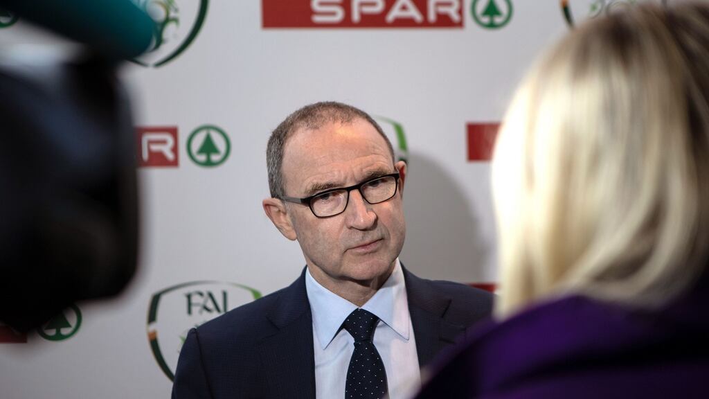 Republic of Ireland manager Martin O’Neil at the squad announcement in Navan, Co Meath. Photograph: Laszlo Geczo/Inpho