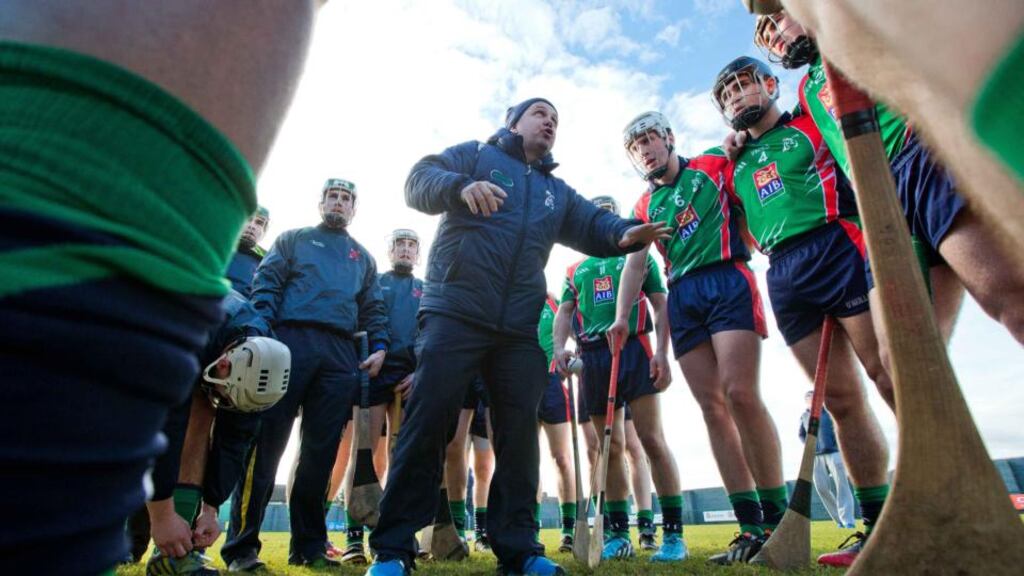 LIT manager Davy Fitzgerald talks to his team - they host this year’s tournament. Photograph: Morgan Treacy/Inpho