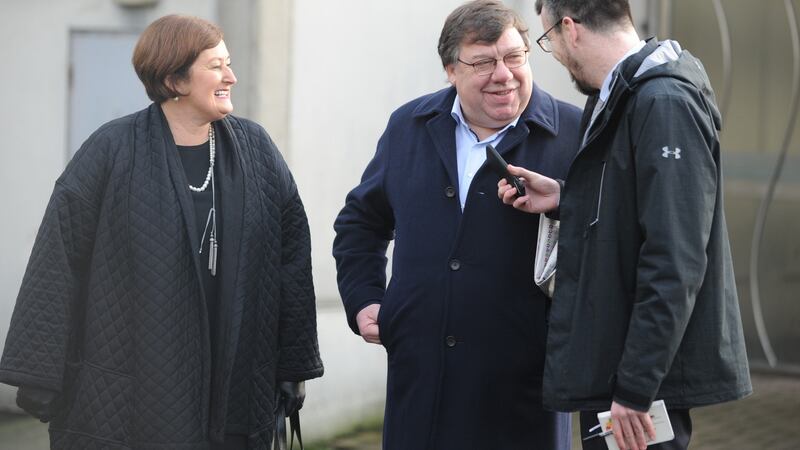 Former taoiseach Brian Cowen and Mary Cowen at Leopardstown Racecourse, Co Dublin. Photograph: Aidan Crawley/The Irish Times