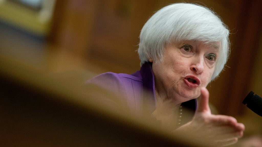 Janet Yellen, chair of the US Federal Reserve, speaks last week. Yellen said an improving economy has set the stage for a December interest-rate increase if economic reports continue to assure policy makers that inflation will accelerate over time. (Photograph: Andrew Harrer/Bloomberg)