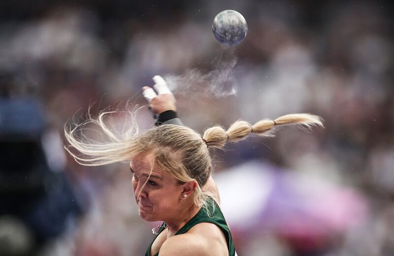 Ireland’s Mary Fitzgerald in action during the Women's Shot Put F40 Final at the Stade de France. Photograph: Tom Maher/Inpho
