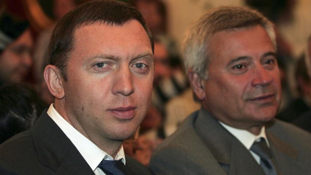 Russian oligarch Oleg Deripaska (left), whose wealth is estimated to be €6.6 billion, owns Aughinish Alumina through Rusal, the world’s largest aluminium producer. Photograph: Pressphotos/Getty Images