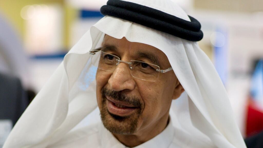 Saudi Aramco chief executive officer Khalid al-Falih. While Saudi Arabia – the architect of the Organisation of Petroleum Exporting Countries’ current policy – remained silent, ministers from the United Arab Emirates and Nigeria signalled that the strategy of letting low prices eradicate surplus production is working.