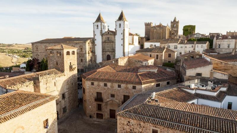 Rooftops of old town of Caceres, Caceres, Extremadura, Spain