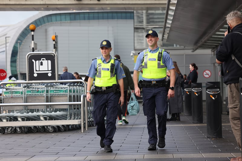 Movement between the different areas of the airport and out around the planes comes with strict rules for the gardaí. Photograph: Dara Mac Dónaill
