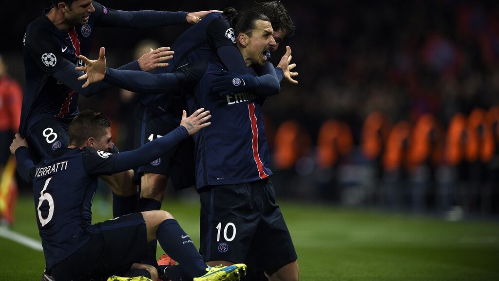 Zlatan Ibrahimovic has suggested he would be open to a move to the Premier League when his PSG contract expires in the summer. Photograph: AFP