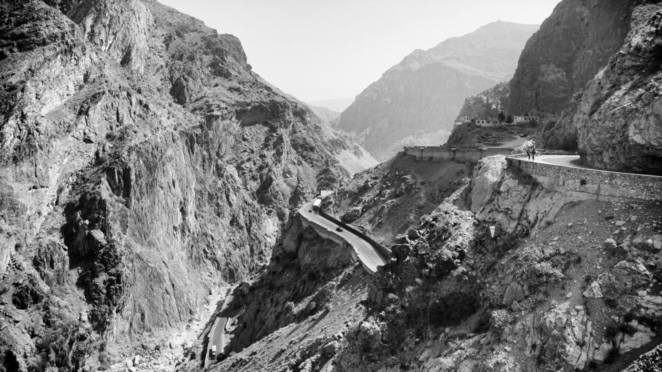 The Mahipar pass on the Kabul to Jalalabad road. This road is considered one of the most dangerous in the world, with  fatalities occurring almost daily.
