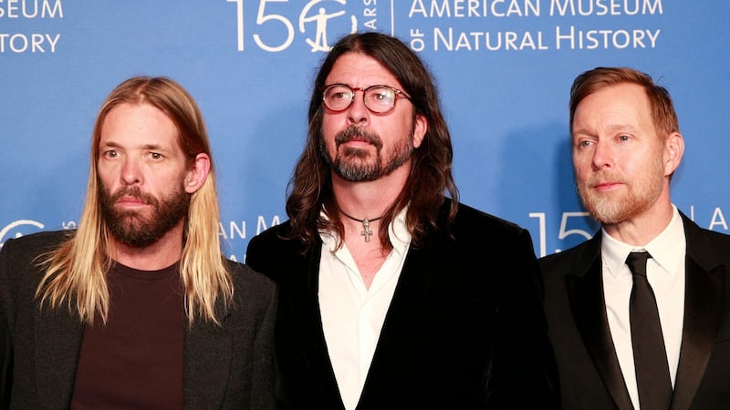 Taylor Hawkins, Dave Grohl and Nate Mendel of US rock band the Foo Fighters attend the The Museum Gala at the American Museum of Natural History on November 18th, 2021 in New York City. File photograph: Kena Betancur/AFP via Getty Images