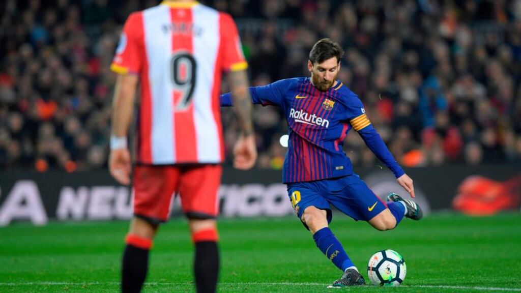 Lionel Messi shone during Barcelona’s win over Girona. Photograph: Lluis Gene/AFP