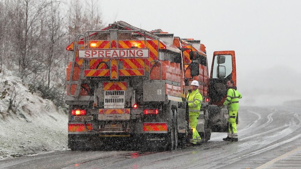 Gritting lorries on the M7 motorway near Birdhill, Co Limerick. Photograph: Niall Carson/PA Wire