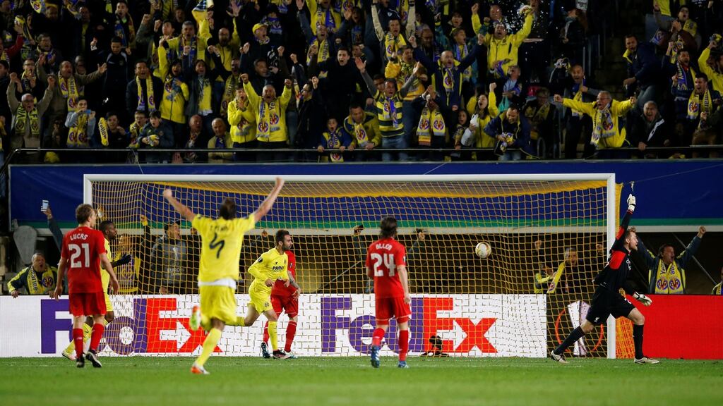 Adrian Lopez celebrates his late winner. Photograph: Reuters