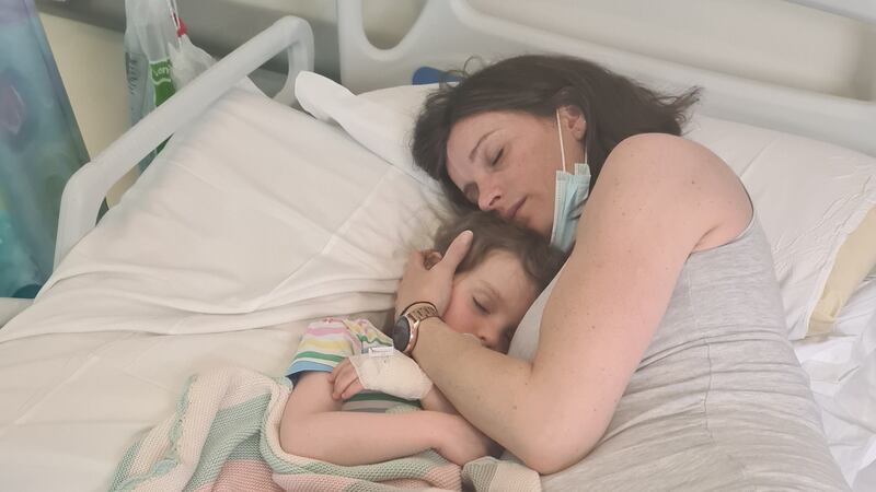 Corlaith & Deirdre Leahy in Temple Street hospital in June 2021