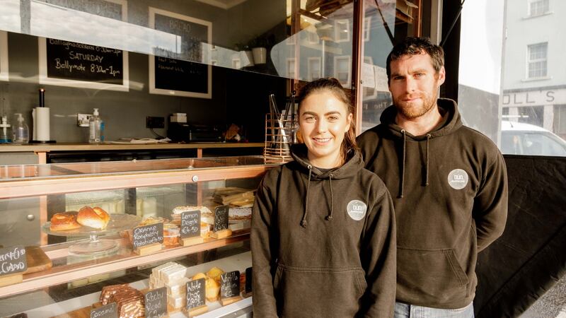 Stacey McGowan and her partner Alan O’Connor at the Dun Bakehouse, bakery van, in Ballaghaderreen, Co Roscommon. Photograph: James Connolly
