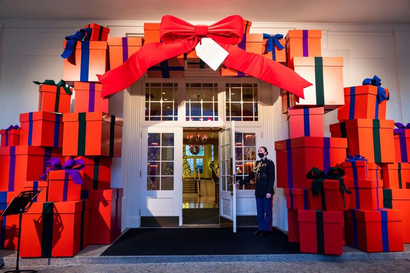 White House Christmas: the East Entrance. Photograph: Jim Lo Scalzo/EPA