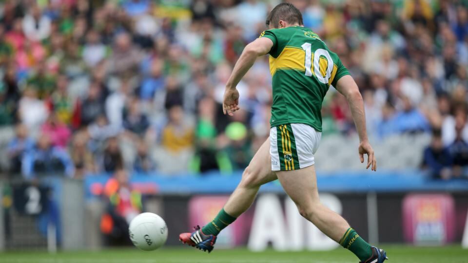 Stephen O’Brien makes it five as he drives the ball to the net  in the All-Ireland quarter-final against Kildare at Croke Park. Photograph: Morgan Treacy/Inpho