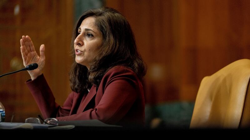 Neera Tanden, US president Joe Biden’s  nominee for budget director, at a Senate committee hearing on February  10th.  Photograph:  Anna Moneymaker/The New York Times