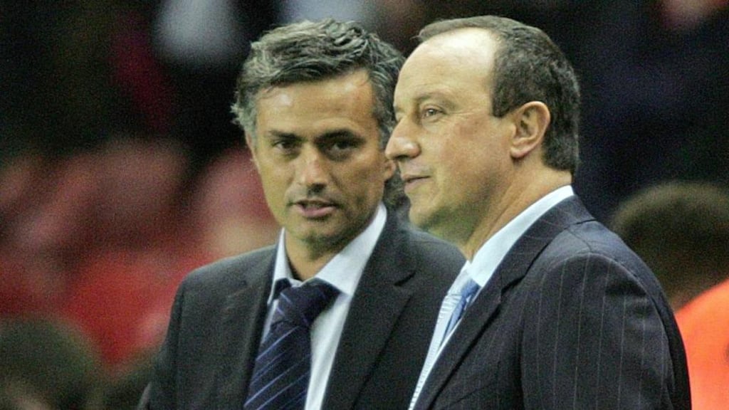 Jose Mourinho (left) and Rafael Benitez pictured together back in 2007. Photograph: Martin Rickett/PA