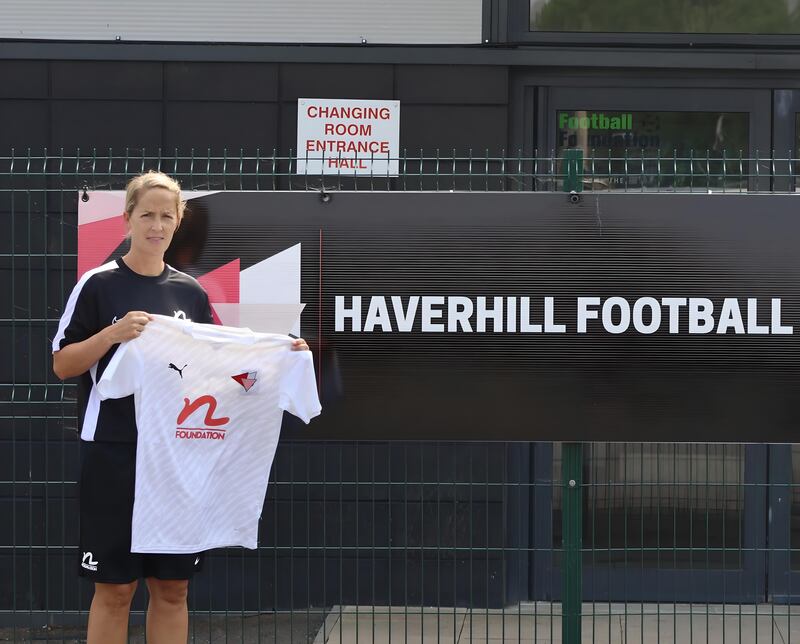 Yvonne Tracy at her unveiling as a new coach at Haverhill Football Academy last year. Photograph: Haverhill Football Academy