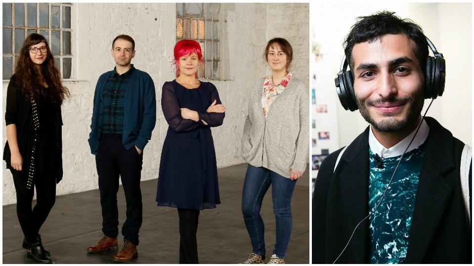 The arts: (left to right) Susanne Wawra, Kevin Gaffney, Elaine Hoey and Lucy McKenna; Bassam Al-Sabah