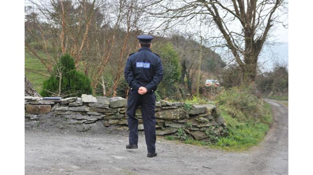 Garda near a farmhouse in Ballydehob, Co Cork from where a father and daugher were reported missing. The bodies of the man and three-year-old girl were taken from the sea off west Cork this morning. Photograph: Michael McSweeney/Provision