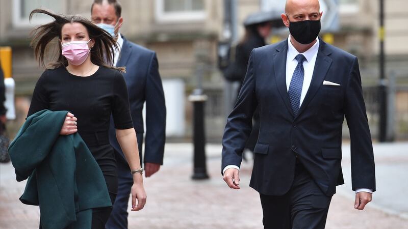 West Mercia Police Constables Benjamin Monk (right) and Mary Ellen Bettley-Smith arriving at Birmingham Crown Court to stand trial. Photograph: Jacob King/PA Wire