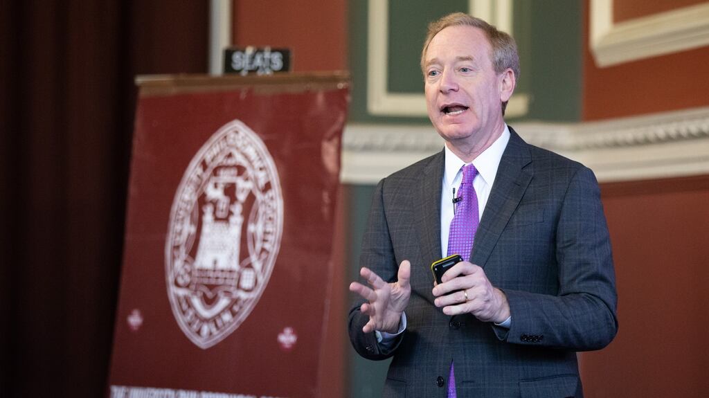 Microsoft president and chief legal officer Brad Smith at Trinity College Dublin. Photograph: Naoise Culhane