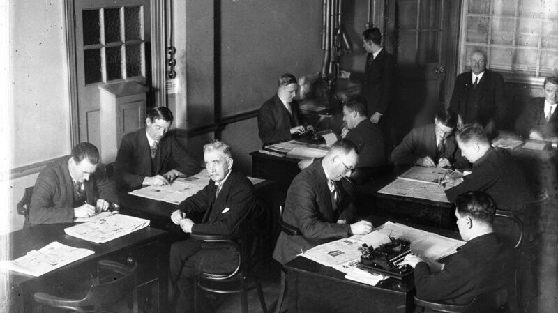 Independent Newspapers editorial department in 1935. ‘O’Brien’s analysis reflects on the power of the Catholic Church and how it set an agenda designed to persecute the mass of Irish people.’ File photograph: The NPA/Independent Newspapers Collection
