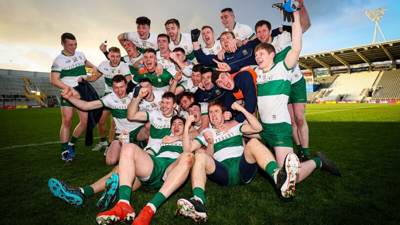Tipperary footballers celebrate their historic Munster senior football final win over Cork at Páirc Uí Chaoimh.  Photograph: James Crombie/Inpho