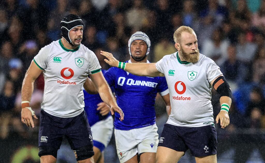 Ireland’s Caelan Doris and Jeremy Loughman. Photograph: Dan Sheridan/Inpho