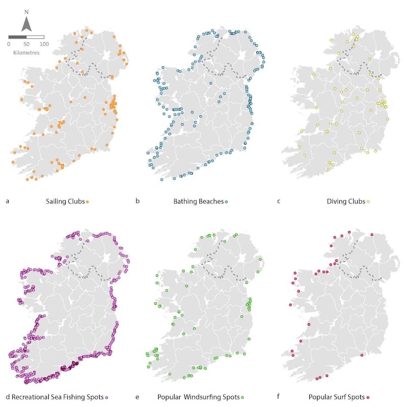 Principal coastal tourism activities around Ireland